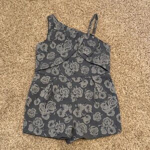 Janie and Jack Floral Kids Romper in Gray